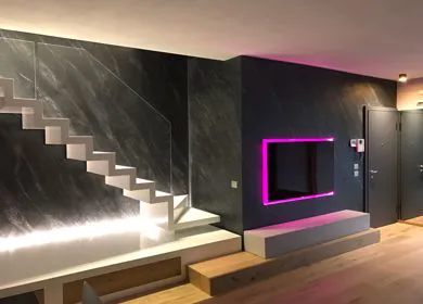 Pietra spaccata antracite con glitter e luci a led...