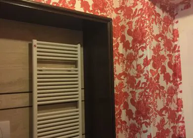 Carta da parati decorativa in bagno 
